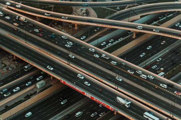 A busy highway interchange in Dubai